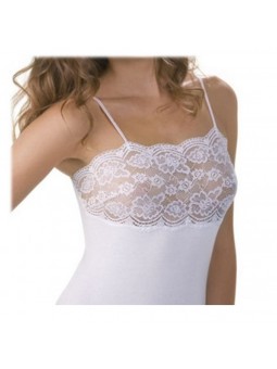 Top canotta donna fascia pizzo